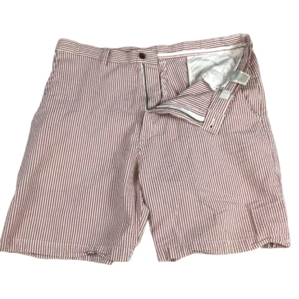 SH196 Haggar Prep Seersucker Striped Chino Shorts 38